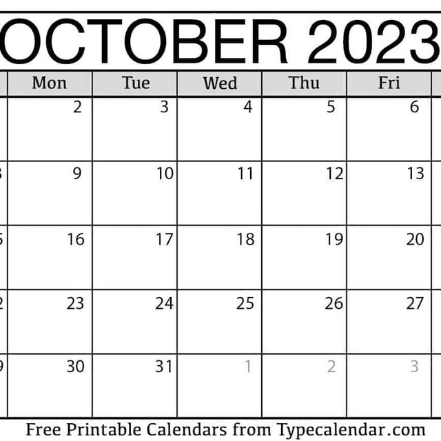 Free Printable October 2023 Calendars